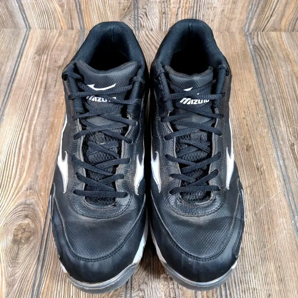 Mizuno 9 Spike Vintage G6 Metal Baseball Cleats Size 12.5 Men Black White‎